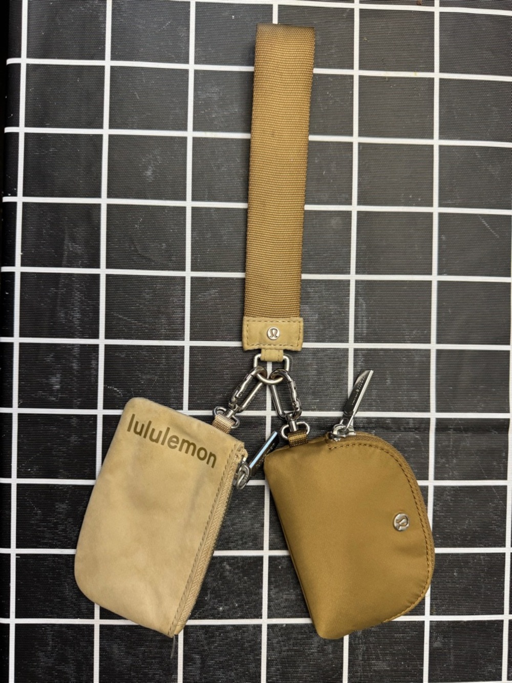 Lululemon Tan Dual Pouch Keychain Wristlet